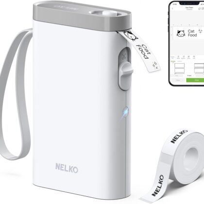 Nelko Label Maker Machine with Tape, P21 Bluetooth Label Printer, Wireless Mini Label Makers with Multiple Templates for Organizing Office Home, White