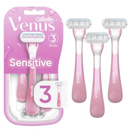 Gillette Venus Sensitive Women’s Disposable Razors – Single Package of 3 Razors