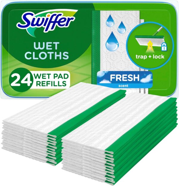 Swiffer Sweeper Wet Mopping Cloths, Mops for Floor Cleaning, Open-Window Fresh, 24 Count - Image 2