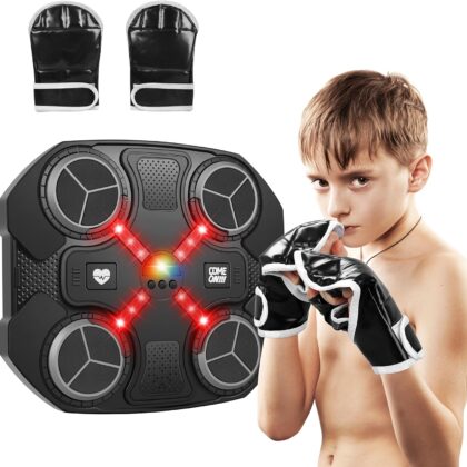 Music Boxing Machine Sport Toys for Kids,Wall Mounted Bluetooth Smart Punching Target Toys,Training Pad Toy with Boxing Glove,Ideas Toys for Boys Girls Kids 3 4 5 6 7 8 9 10 11 12+ Years Old